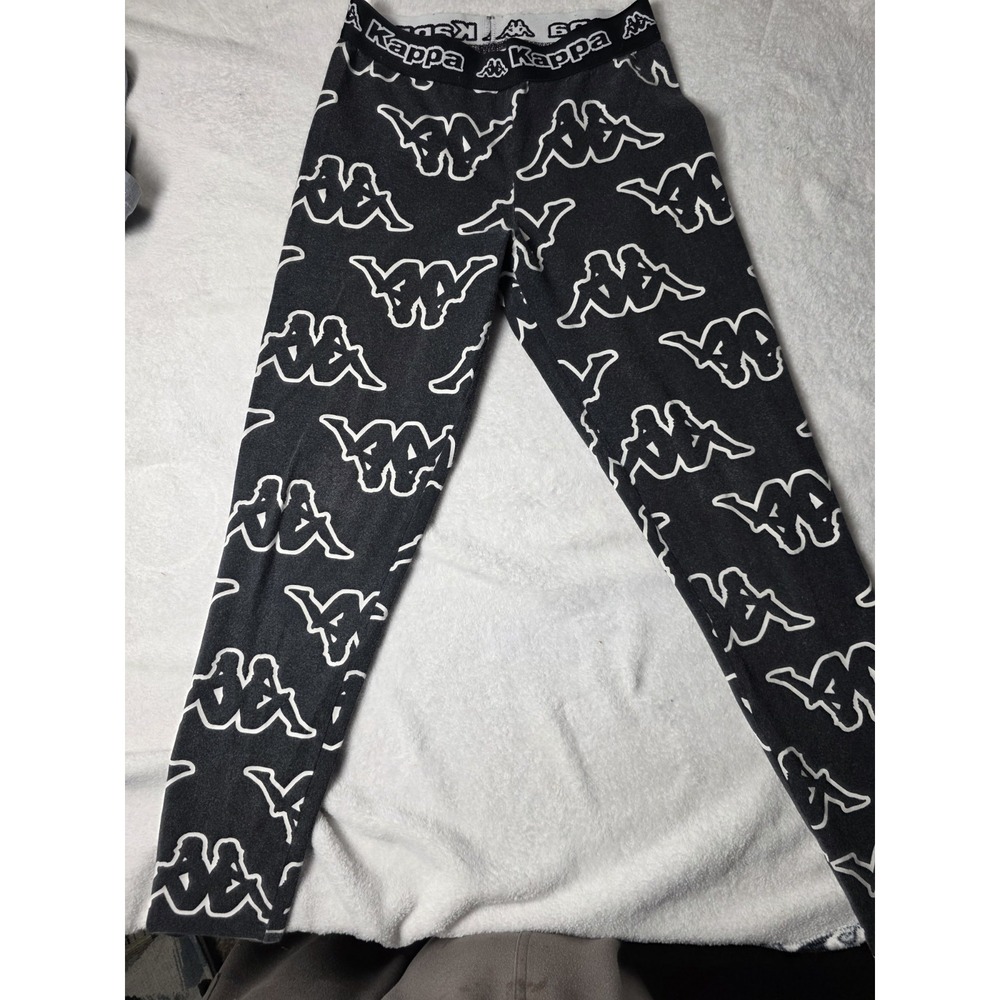 Kappa x Tezenis Womens Logo Leggings Black White All Over Omini Print